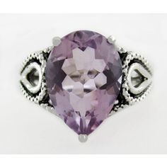 Karat : .925 Sterling Silver Gemstone : 1 Genuine Amethyst - 5.83 Carats Amethyst Grade, Hue . . . Purple Tone . . . Medium Saturation . . . Vivid Cut . . . Very Good No Inclusions Or Flaws Shape : Pear Setting : Prong Size 7 Net Weight : 4.6 Grams Dimensions : 15 Mm X 10 Mm - Gemstone Measurements Classic Silver Amethyst Ring With Gemstone Accents, Classic Silver Amethyst Gemstones, Purple Tone, Amethyst Ring, Jewelry Gift Box, Womens Jewelry Rings, Silver Color, Beautiful Jewelry, Gold Rings