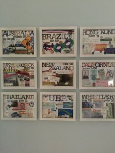 a wall with many different newspapers on it