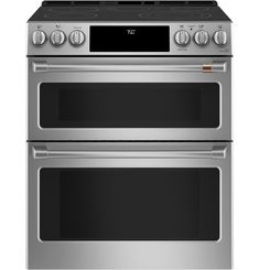 two ovens side by side on a white background