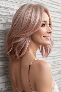 Pink Hair For Blondes, Light Rose Gold Hair Blonde, Pink Balayage Blonde, Pink Blonde Balayage, Violet Blonde Hair, Rose Gold Hair Blonde, Light Pink Hair