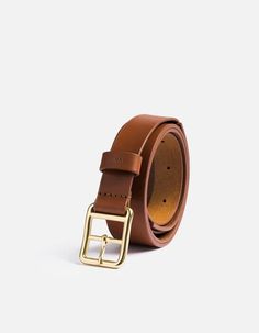 Skinny Belt, Cognac Leather | Men's Belts | Miansai Leather Workwear Belts With Brass Hardware, Leather Belts With Brass Hardware For Work, Leather Belt Buckles With Brass Buckle For Work, Formal Leather Belt With Brass Buckle, Formal Bridle Leather Belt With Brass Buckle, Classic Leather Belts And Suspenders With Brass Buckle, Brown Belt With Brass Buckle For Work, Brown Workwear Belt With Brass Buckle, Business Belt With Brass Buckle In Bridle Leather