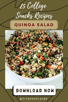 an image of quinoa salad with text overlay