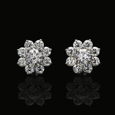 Premium 1.5Ct Simulated Round Diamonds 2-in-1 Flower Jacket Stud 14K White Gold Earrings, Fine Jewelry Real Diamond Earrings Studs Indian, 4 In 1 Diamond Earrings Indian, Solitaire Earrings Jacket, Flower Jacket, Round Diamond Earrings, Wedding Studs, Easter Earrings, Diamond Earrings Design, Halo Earrings