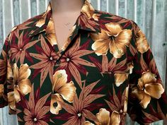 Vintage short sleeve Hawaiian shirt - burgundy, green and brown. Size XLarge Measurements: Chest: 124 cm/ 48 inches Shoulder: 51 cm / 20 inches Length: 75 cm / 29.5 inches Sleeve Length: 22.5cm / 10 inches This item is one of a kind. BUYING VINTAGE: While all care is taken to state any obvious faults, please note that when you buy a vintage or preloved item, they may show small signs of ageing, wear and/or repair. Visit my website   https://phoenixmenswear.com.au/ Lots of fun stuff for guys and girls...!! Please note that if you are ordering from anywhere outside of Australia please add your phone number as it is now required for delivery.  Thanks much. Brown Cotton Hawaiian Shirt With Short Sleeves, Brown Short Sleeve Hawaiian Shirt, Brown Short Sleeve Hawaiian Top, Brown Hawaiian Short Sleeve Tops, Casual Burgundy Short Sleeve Shirt, Vintage Brown Hawaiian Shirt With Short Sleeves, Brown Vintage Hawaiian Shirt With Short Sleeves, Doctor Who Costumes, Vest Patches