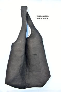 "Reversible Hobo Bag / Natural Linen for Outside Layer and Inside Layer. Dimension; 15.25\" Length x 5.5\" Width x 13.5\" Height (at center). Shoulder Strap Height: 10.5\" at center. Because Bags are 100% natural linen and handmade, size would vary slightly. Pls note that the color of the fabric may slightly vary from screens. Care: Machine wash in a net or Hand wash and Air dry." Versatile Hobo Bag With Pockets, Black Hobo Bag With Pockets For Errands, Versatile Hobo Tote Bag With Pockets, Reversible Shoulder Bag For Errands, Reversible Hobo Shoulder Bag For Travel, Casual Reversible Rectangular Hobo Bag, Casual Rectangular Reversible Hobo Bag, Everyday Reversible Rectangular Hobo Bag, Everyday Rectangular Reversible Hobo Bag