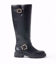 Buckle up and kickstart your look: these tall biker boots are ready for every adventure. Side zip. Padded footbed for comfort. 15" shaft height with 14 1/2" circumference. 1 1/2" heel.,Imported:Imported Loft Tall Biker Boots Size 7 1/2 Black Women's by Loft Size Regular - 7 1/2 Black Women's Shoes, Boots, Footwear Casual Knee-high Moto Boots With Buckle, Knee-high Moto Boots With Buckle Closure For Work, Wide Calf Knee-high Moto Boots With Zipper, Black Biker Ankle-high Boots, Knee-high Wide Calf Moto Boots With Zipper, Getaway Dress, Wide Calf Knee-high Moto Boots With Zipper Closure, Black Knee-high Moto Boots Medium Width, Social Dresses