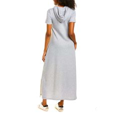 92% Rayon 8% Spandex Soft Jersey The Best Travel Dress Option Ever Short Sleeve Hooded Side Slits Grey Heather Made In America Casual Stretch Dress With Split Hem, Casual Stretchable Maxi Dress With Side Slits, Casual Maxi Dress With Side Slits And Stretch, Casual Stretch Maxi Dress With Side Slits, Casual Maxi Dress With Stretch Fit And Side Slits, Casual Stretch Dress With Side Slits, Casual Fitted Dress With Split Hem, Classy Maxi Dress, High Waist Maxi Dress