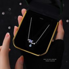 Color: White Gold Color Necklace Style: Fashion OL Luxury Sapphire Necklace Gift, Exquisite Silver Sapphire Necklace, Luxury Tanzanite Pendant Jewelry, Luxury Tanzanite Pendant Necklace, Luxury Collectible Amethyst Necklace, Womens Necklaces, Gold Color, Pendant Light, White Gold