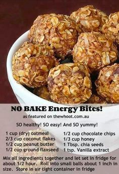 a bowl filled with no bake energy bites