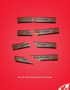 Kitkat Ads, Typography Ads, Creative Marketing Campaign, Kit Kat Bars, Copy Ads, Clever Advertising, Ad Photography, On A Break, Ross And Rachel