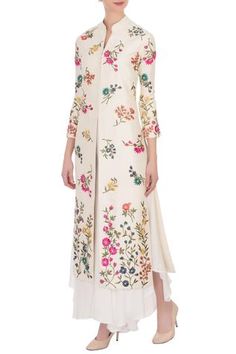 Shop for Aqube by Amber White Embroidered Kurta Palazzo Set for Women Online at Aza Fashions Kurta Palazzo Set, Off White Jacket, Vintage Shawls, Kurti Embroidery Design, Palazzo Set, Indian Bridal Fashion, Embroidery Suits Design, Designer Party Wear Dresses, Pakistani Dress Design