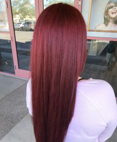 Ruby Red Hair Dye, Ruby Red Hair Color, Long Bob Hairstyles For Thick Hair, Dark Cherry Hair, Ruby Red Hair, Hair Color Plum, Shades Of Red Hair