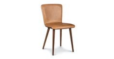 a brown leather chair with wooden legs