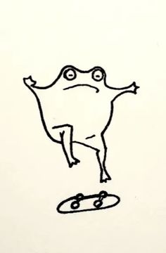 a drawing of a frog on a skateboard