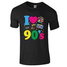 a black t - shirt with the words i love 90's on it