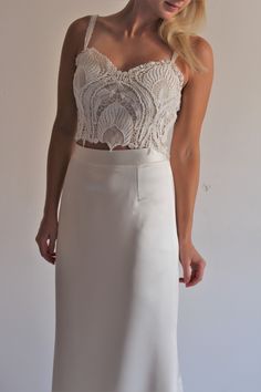 Bridal lace top/Wedding crop top/Ivory lace top/Simple bridal crop top/Sweetheart neckline bridal ivory lace crop top with straps Wedding Crop Top, Lace Top Wedding, Bridal Crop Top, Wedding Separates, Beach Wedding Outfit, Ivory Lace Top, Sweetheart Neckline Top, Bridal Sari, White Lace Crop Top