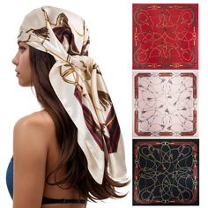 PRICES MAY VARY. RIIQIICHY head scarf is made of high quality fabric, the touch of the scarf is silky and soft just like silk scarf, and looks shiny like satin scarf. Size of the square scarf is 35 x 35 inches, it is large enough as head scarf for sleeping, and headscarf during the day.The lightweight scarf can make a great decoration for your outfit. This scarf is suitable for any occasions and seasons, it can be widely used as a headdress, hand band, wrist band, waist band, neckerchief, hijab, Elegant One Size Bandana Headband, Elegant Headband Style Bandana, Elegant One Size Headband Bandana, Elegant Beach Headwrap, Ladies Head Scarf, Silk Scarf Hair, Lightweight Scarf, Square Scarf, Scarf Hairstyles