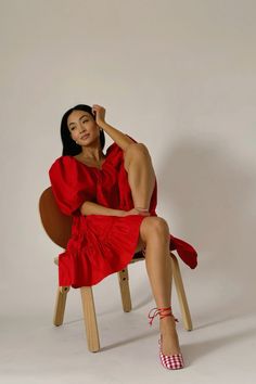 Red Short Sleeve Puff Sleeve Dress For Summer, Red Puff Sleeve Dress For Day Out, Red Puff Sleeve Summer Dress, Red Puff Sleeve Dress With Ruffles, Red Gathered Sleeves Midi Dress For Summer, Dressy Summer Outfits, Outfit Ideas Dressy, Summer Date Night Outfit, Date Night Outfit Summer