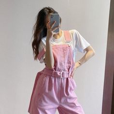 Wide Leg Belted Pink Denim Jumpsuit – Tomscloth Spring Cotton Jumpsuits And Rompers With Suspenders, Spring Cotton Denim Jumpsuit With Suspenders, Pink Short Overalls For Summer, Pink Shortalls For Summer, Casual Pink Jumpsuits And Rompers With Pockets, Casual High-waisted Shortalls With Pockets, Pink Retro Jumpsuits And Rompers For Spring, Pink Sleeveless Cotton Overalls, Sleeveless Pink Cotton Overalls