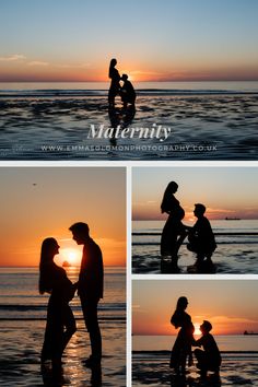 a silhouette of a couple during a maternity photoshoot on Longsands Beach in Tynemouth, North Tyneside, England Maternity Sunrise Photoshoot, Matanity Shoot, Maternity Photography On Beach, Sunrise Maternity Pictures Beach, Sunset Beach Maternity Photos, Sunrise Maternity Pictures, Babymoon Photoshoot