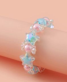 Color:Multicolor Material:Polyresin Magnetic:No Quantity:1 piece Style:Cute Details:Star Type:Beaded Cutes Bracelets, Pastel Kawaii Accessories, Light Blue And Pink Jewelry, Kokomi Jewelry, Kawaii Beaded Bracelets, Kawaii Beaded Jewelry, Candy Bracelets, Kawaii Matching Bracelet, Bracelet Kidcore