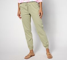 Elevate your off-duty look with these straight-leg joggers. Comfy with a flattering fit, they pair perfectly with a long-sleeve tee and sneakers. From Denim & Co.® Fashions. Casual Spring Joggers With Pull-on Style, Spring Cotton Joggers With Comfort Waistband, Spring Cotton Joggers For Loungewear, Cotton Joggers For Everyday Spring Wear, Spring Cotton Joggers For Athleisure, Sporty Relaxed Fit Bottoms For Spring, Spring Sporty Relaxed Fit Bottoms, Sporty Spring Bottoms With Relaxed Fit, Casual Spring Joggers For Leisure