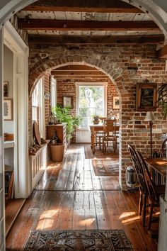 Cozy Farmhouse with Brick Archway Brick Arches Interior, Archways In Homes, Brick Archway, Cottage Interior, Dream Cottage, Brick Walls, Modern Cottage, Cozy Farmhouse, Animals Funny