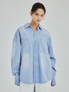 This is a comfortable shirt that is made out of high quality cotton 100% fabric. With minimal design of semi oversized silhouette and oversized patch pockets on the chest, it gives a comfortable and trendy mood. - Semi oversized silhouette- Patch pockets on each side of the chest- Button opening on the cuffs Oversized Cotton Shirt With Pockets, Casual Oversized Shirt With Pockets, Oversized Light Wash Tops For Everyday, Light Wash Oversized Tops For Everyday, Oversized Medium Wash Top With Pockets, Oversized Medium Wash Button-up Top, Oversized Washed Denim Shirt, Oversized Button-up Shirt With Patch Pockets, Oversized Casual Shirt With Patch Pockets