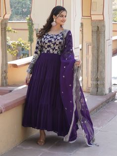 Our exquisite purple jacquard gown is adorned with delicate sequin embroidered work. This enchanting ensemble is paired with a matching purple georgette dupatta, featuring intricate sequin and embroidered cutwork, complemented by elegant designer lace work. The rich purple hue is a symbol of luxury and sophistication, making it the perfect choice for festivals, events, and any special occasion where you want to make a lasting impression.
This function-wear gown is designed to accommodate a wide Elegant Purple Sharara With Chikankari Embroidery, Purple Floor-length Chikankari Embroidery Sharara, Purple Floor-length Chikankari Embroidered Sharara, Purple Chikankari Embroidered Floor-length Sharara, Purple Chikankari Embroidered Floor-length Salwar Kameez, Purple Anarkali Set With Dabka Work, Purple Gown With Zari Work For Reception, Festive Purple Anarkali Set With Dabka Work, Purple Salwar Kameez With Resham Embroidery For Reception