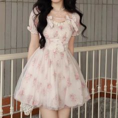 فستان زهري, Floral Print Short Dress, Korean Fashion Cute, Birthday Dress Women, Printed Short Dresses, Body Con Dress, Birthday Party Dress, Fairy Dress, Puffed Sleeves Dress