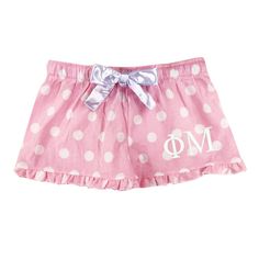 "Phi Mu Flannel Boxer Short with Satin Drawstring Tie Our flannel boxers come beautifully embroidered with the FM letters embroidered on the lower leg in white. Choose color and size from the drop down menus. Perfect for lounging around the Phi Mu Sorority house or college dorm. Makes a great big or lil sis gift! *Ruffled hem *Satin ribbon & satin inside waistband *4 oz. 100% double-brushed cotton flannel *Women's Fit XS, S, M, L, XL PANT SIZE: XS 0/2 S 2/4 M 6/8 L 8/10 XL 12/14 This is an O Delta Zeta Apparel, Kappa Delta Chi, Navy Embroidery, Delta Chi, Lil Sis, Phi Mu, Kappa Delta, Greek Clothing, Flannel Women