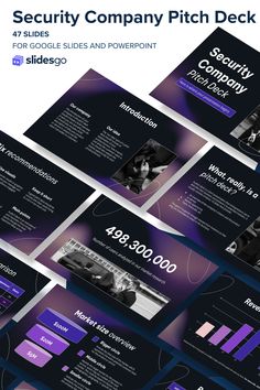 Security Company Pitch Deck Dark Gradient, Presentation Slides Design, Company Presentation, Security Company, Dark Modern, Proposal Design, Slides Design, Documents Design, Powerpoint Presentation Design