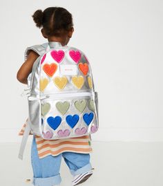 STATE Bags | Kane Kids Travel Backpack Metallic Fuzzy Hearts Heart Backpack, Quilted Backpack, Kids Travel, Travel School, Heart For Kids, 3rd Grade, Travel Backpack, Travel With Kids, Kids Bags