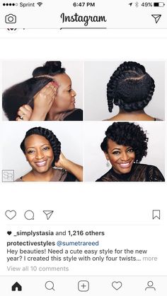 Style For Natural Hair, Hair Step By Step, Cabello Afro Natural, Updo Braids, Pelo Afro, Braids With Beads, Protective Style, Flat Twist