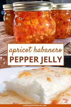 apricot habaneros with whipped cream and jelly in jars