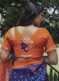 Product Features: Saree Color: Blue Saree Fabric: Linen Blouse Color: Orange Blouse Fabric: Linen Work: Digital Printed Wash Care: Dry Clean Occasion: Festivewear, Partywear, Casual Product Type: Saree Disclaimer: There will be slight difference in digital to actual image Fitted Blue Blouse Piece For Summer, Summer Blue Choli, Blue Unstitched Blouse Piece For Summer, Fitted Orange Saree, Orange Summer Saree, Summer Cotton Saree Blouse Piece, Blouse Back Neck Designs, Back Neck Designs, Blue Saree