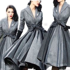 This Beautiful Design Wrap Jacket Is Great For The Winter Season Sizes Run Smaller Than Normal Says Xlarge More Like Medium, The Large Is Like A Small Vintage Gray Outerwear For Fall, Hippy Fashion, Fit And Flare Coat, Winter Wrap, Wrap Jacket, Perfect Prom Dress, Vintage Pinup, Classy Women, Grey Fashion