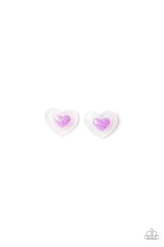 Earrings in assorted colors.  Bordered in a glittery frame, this colorful heart is in the shade of Purple. Earrings attach to standard post fittings.

Sold as one pair of post earrings. Light Pink Earrings, Earring Kit, Colorful Hearts, Pink Earrings, Paparazzi Jewelry, Colorful Heart, Shades Of Purple, Heart Earrings, Jewelry Trends