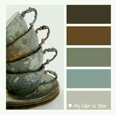 the color scheme is brown, green, and gray with some silver cups on top