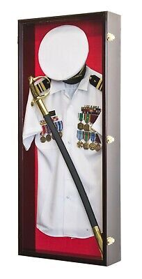 Top Rated Military Shadow Box Uniform Sword Gun Pin Navy Hat Display Case - Lockable, Home decor Medal Display Case, Military Shadow Box, Shadow Box Display Case, Navy Hat, Hardwood Doors, Coin Display, Hat Display, Framed Flag, Navy Hats