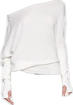 Casual White Off-shoulder Top For Fall, White Off-shoulder Fall Sweater, Chic White Long Sleeve Top For Winter, Elegant White Off-shoulder Top For Fall, Chic White Off-shoulder Knit Top, White Stretch Long Sleeve Off-shoulder Top, White Stretch Off-shoulder Long Sleeve Top, White Long Sleeve Off-shoulder Top For Fall, Chic White Off-shoulder Top For Fall