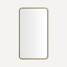 a square mirror with a gold frame on a white background, mock up for your own design