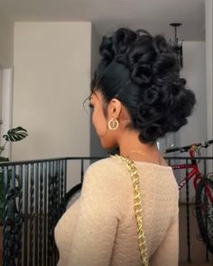 Pin Up Girl Hairstyles For Black Women, Classy Black Hairstyles, Elegant Hairstyles Black Women, Pinup Hairstyles For Black Women, Natural Braided Ponytail, Creative Hairstyles For Black Women, Hairstyles For Long Black Hair, French Roll Hairstyle For Black Women, Black Updo