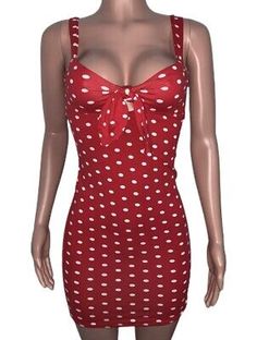 Sexy Rockabilly 50's Retro Pin Up Red Polka Dot Tie Bow Bust Mini Dress Y2K V2K | eBay Fitted Polka Dot Summer Dress, Fitted Polka Dot Dress For Summer, Fitted 1950s Style Polka Dot Dress, Fitted Polka Dot Dress In 1950s Style, Fitted Polka Dot Mini Dress, Summer Party Pinup Dresses, Summer Pinup Party Dresses, Summer Pinup Dresses For Party, Polka Dot Pinup Dress For Summer