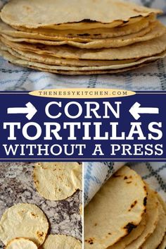 Learn how to make corn tortillas from scratch! You won't need any fancy tools for this easy appetizer or tasty snack recipe. These no-press corn tortillas are also great as an easy dinner side or a main course idea! Soft Corn Tortillas, Making Corn Tortillas, Corn Tortilla Recipes, Corn Taco, How To Make Corn, Homemade Corn Tortillas, Tortilla Press, Soft Tacos, Tortilla Recipe