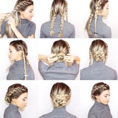 Haare flechten einfach Blond Haarfarbe #schnelle #frisuren #arbeit #anleitung #quick #hairstyles #tutorial #hairstyles #hairideas #easyhairstyle Hairstyles Photos, Fun Hairstyles, Work Hair, Braided Bun Hairstyles, Hair Twist, Easy Updos