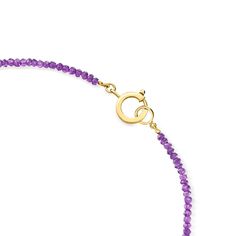 Ross-Simons - 50.00ct t. w. Amethyst Bead Necklace, 18kt Gold Over Sterling. 18". Beads are back and trending in a big way. Give your outfit a colorful kick with this cool and casual necklace, featuring 50.00 ct. t. w. rondelle faceted amethyst beads stationed by 18kt yellow gold over sterling silver spacers. Springring clasp, amethyst bead necklace. Amethyst birthstones are the perfect gift for February birthdays. Yellow Gold Rondelle Necklace With Faceted Beads, Yellow Gold Faceted Round Beads Necklace, Elegant Amethyst Rondelle Necklaces, Elegant Amethyst Rondelle Necklace, Yellow Gold Briolette Necklaces With Faceted Beads, Gold Amethyst Beaded Necklace With Faceted Beads, Yellow Gold Faceted Rondelle Necklaces, Yellow Gold Briolette Necklace With Faceted Beads, Yellow Gold Faceted Rondelle Necklace