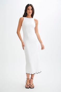 Point of Contrast. The SOFIANE Scalloped Linen Midi Dress exudes elegance and charm. Featuring a boat front neckline and an A-line shape, this dress offers a timeless silhouette. The back keyhole with tie adds a delicate touch, while the invisible side zipper ensures a seamless fit. The contrast scalloped hem detailing and contrast back keyhole design provide a unique and stylish finish. With its midi length, the Sofiane Scalloped Linen Midi Dress is perfect for both casual and special occasions Capsule Wardrobe Accessories, European Summer Outfits, Capsule Outfits, Linen Midi Dress, Beige Dresses, The Invisible, Trending Styles, Scalloped Hem, Birthday Dresses