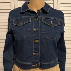 Cool Shorter Style Button Front Denim Jean Jacket . It’s Cotton, Polyester, Spandex Blend. It Is 18” Armpit To Armpit And Is 18” Shoulder To Hem. Dark Wash Button-up Denim Jacket With Button Cuffs, Dark Wash Denim Button-up Jacket, Calvin Klein Button-up Spring Outerwear, Fitted Dark Wash Denim Jacket With Button Cuffs, Fitted Denim Jacket In Dark Wash With Button Closure, Fitted Denim Jacket With Button Closure In Dark Wash, Dark Wash Button-up Denim Jacket, Fitted Dark Wash Denim Jacket With Button Closure, Casual Fitted Denim Jacket With Button Cuffs