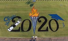 an aerial view of a field with the words class of 2020 written on it